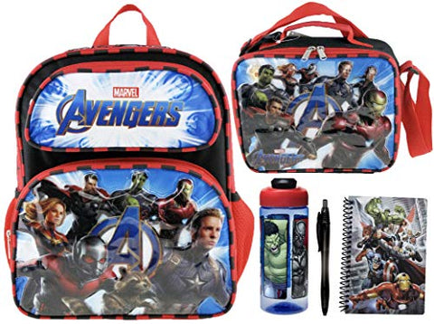 Marvel Avengers Endgame 16" Backpack + Insulated Lunch Box + Tritan Water Bottle + Notebook with Pen