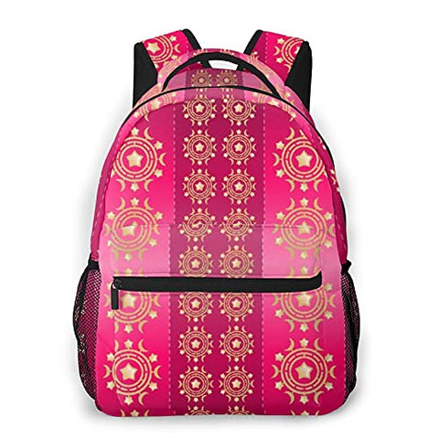 Multi leisure backpack,Fuschia Pattern, travel sports School bag for adult youth College Students