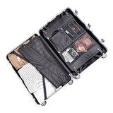 Aluminum Frame Luggage Durable PC Hardshell TSA Lock Spinner Suitcase 24 Inch Black
