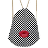 Bigcardesigns Drawstring Backpack Fashion Print Fabrics Gymsack Lips