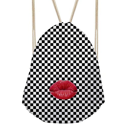 Bigcardesigns Drawstring Backpack Fashion Print Fabrics Gymsack Lips