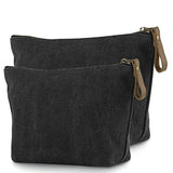 SMRITI Canvas Large Makeup Bag Pouch Purse Handbag Organizer with Zipper (7 Dark grey(Small+Large))