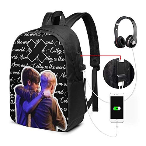 XIXIAO Sam and Colby Student Adult Classic USB Backpack 17 in Laptop Bags Bookbag for School Office Travel