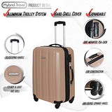 3 Pc Luggage Set Durable Lightweight Hard Case Spinner Suitecase Lug3 Sk541 Champagne