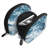 Makeup Bag Ocean Sea Wave Blue Handy Shell Clutch Pouch Bags Organizer For Women
