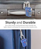 Fosmon TSA Approved Luggage Locks, (4 Pack) Open Alert Indicator 3 Digit Combination Padlock Codes with Alloy Body and Release Button for Travel Bag, Suit Case & Luggage - Blue, Pink, Silver, Black