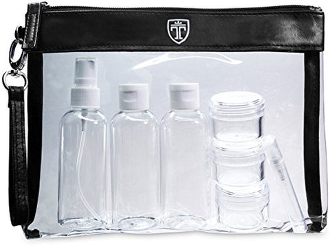 Travando Clear Toiletry Bag With 7 Bottles (Max.3.38Oz) | Tsa Travel Set For Liquids |