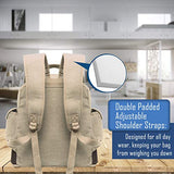 Willys Jeep Freedom Stars Canvas Rucksack Backpack w/Leather Straps, Khaki & Bk