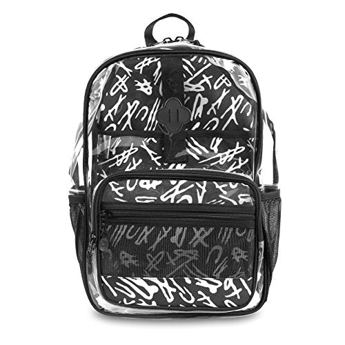J World New York Boys' Clear Transparent Backpack, Script, One Size