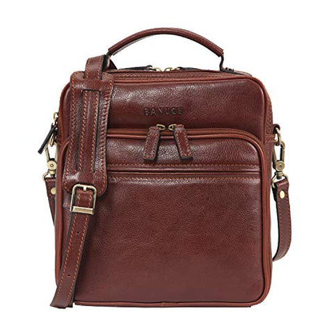 Banuce Small Vintage Full Grain Italian Leather Messenger Bag for Men Tote Satchels Crossbody Bag