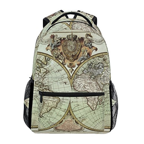 Backpack Travel Vintage World Map School Bookbags Shoulder Laptop Daypack College Bag for Womens