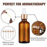 PrettyCare Eye Dropper Bottle 1 oz (4 Pack Amber Glass Bottles 30ml with Golden Caps, 1 Extra Eye Droppers, 12 Labels, Funnel & Measured Pipettes) Empty Tincture Bottles for Essential Oils