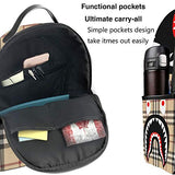 NiYoung Durable Polyester Rucksacks Plaid Bapes Shark Teeth Logo Pattern Travel Hiking Backpack - Big Capacity Anti-Theft Multipurpose Carry-On Bag for Boys Girls