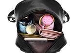 Cute Small Backpack Mini Purse Casual Waterproof Daypacks Leather for Teen Girls and Women (Black)