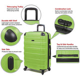 Hipack Prime Suitcases Hardside Luggage with Spinner Wheels, Green, 3-Piece Set (20/24/28)