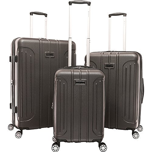 Gabbiano Viva 3 Piece Expandable Hardside Spinner Luggage Set (Dark Grey)