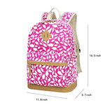 ABage Women's Canvas Backpack Lightweight Pattern Book Bag Laptop School Backpacks, Rose Red