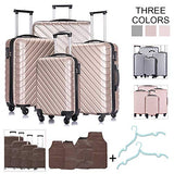 4 PCS Luggage Sets with Spinner Wheels,Carry On Suitcase,Luggage Hardshell Travel Luggage Sets (Champagne)