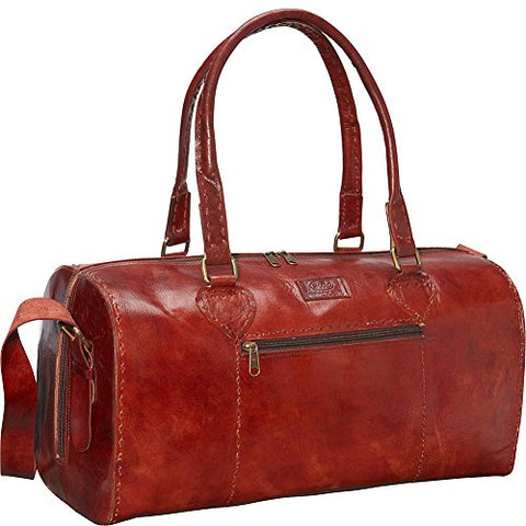 Sharo Leather Bags Red Round Duffle Bag (Red)