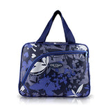 3Pc Rolling Wheel Travel Bag And Cosmetic Bag Purse Tote Set Blue Butterflies