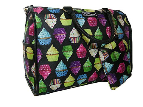 New Betsey Johnson Weekender Luggage Bag Tote & Wristlet Cup Cakes 2 Piece Set