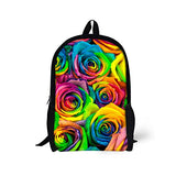 Bigcardesigns Rainbow Rose Design Backpack Women Travel Shoulder Bag Girls Bookbag