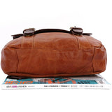 Berchirly Mens Real Cow Leather Laptop Backpack 14 Inch Travel Rucksack Brown