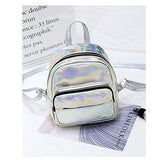 Holographic Laser Leather Backpack For Girls Pink Silver Mini Backpack For Women