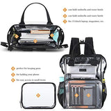 Gonex Heavy Duty Clear Backpack with Cosmetic Bag, Transparent Backpack Fits 15.6 inch Laptop for School, Work, Travel Black