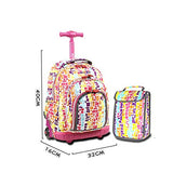 Yexin Rolling Backpacks For Girls School Bags With Wheels Case Lunch Bag School Travel Backpack