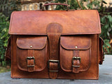 Vintage Crafts Vintage Genuine Leather Laptop Briefcase Messenger Satchel Bag