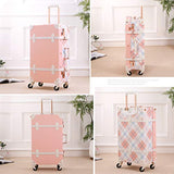 Unitravel Retro Rolling Suitcase Lightweight PU Trunk Luggage for Women