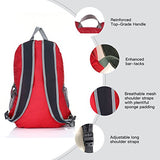 Outlander Packable Handy Lightweight Travel Hiking Backpack Daypack, Red