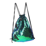 Tinksky Fashion Glitter Bag Sackpack Sequins Drawstring Backpack (Green)