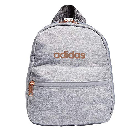 adidas Women's Linear 2 Mini Backpack Small Travel Bag, Jersey Grey/Rose Gold/Onix Grey, One Size