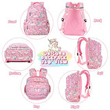 SKL School Backpack Cute Unicorn Backpack for Girls School Bag Set Pink Rucksack, 3 in 1 Student Book bag Lightweight Travel Daypack with Lunch Box and Pencil Case for Kids Girls Teenage