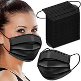 WAPIKE Black Face Masks, 100 Pcs Black Disposable Face Masks 3 Ply Filter Protection