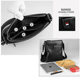 Saierlong New Mens Black Genuine Leather Briefcase Messenger Bags Business Handbags