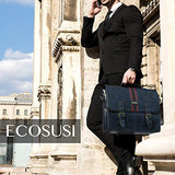 ECOSUSI Men's Briefcase PU Leather Shoulder Satchel Computer Bag with Back Pocket fits 15.6 inch