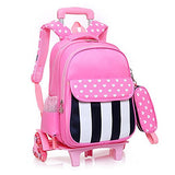 Hcc& Trolley School Bags Backpack - Luminous Removable Rolling Backpack Waterproof Nylon Children'S