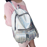 ABage Women's Hologram Backpack Casual Laser Travel School Bag College Backpack, Silver