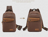 AUGUR Leisure Canvas Genuine Leather Small Sling Backpack For Men & Women (Coffee)