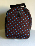 19" Duffel/Tote Bag Brown & Blue Polka Dots Luggage Purse