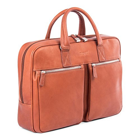 Bugatti Sartoria Medium Top Grain Leather Zipper Briefcase, Leather, Cognac