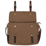 S-Zone Vintage Canvas Genuine Leather Messenger Traveling Briefcase Shoulder Laptop Bag
