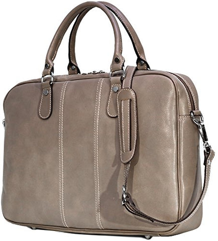 Floto Venezia Slim Grey Leather Briefcase Attache Lap-top Case