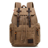 Vintage Travel Canvas Leather Backpack,Laptop Backpacks Rucksack,Shoulder Camping Hiking