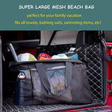 Bulex Extra Large Beach Bags and Totes - XXL Mesh Tote Bag with Pockets & Zipper, Heavy Duty, Lightweight & Foldable - Oversized Carry Tote Bag for Towels, Perfect to Carry all items for Your Family
