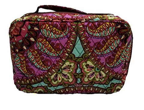 Vera Bradley Iconic Large Blush and Brush Make-Up Cosmetic Case, Signature Cotton (Resort Medallion/Burgundy)