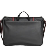 Ben Sherman Faux Leather Single Gusset Flapover 15” Computer Laptop Messenger Bag, Black, One Size